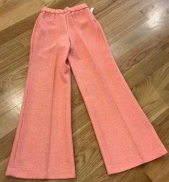Lot 72- 1960s New Jan Celeste Peach & Silver Sparkle Wide Leg Polyester Pants Vintage Size 10