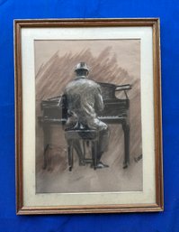 Lot 425- Piano Man Original Art - Gentleman Playing Grand Piano