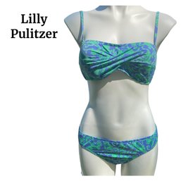 Lot 211SES - Lilly Pulitzer Elephant Bandeau Bikini Size Large
