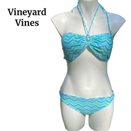 Lot 212 - Vineyard VInes Aquamarine Whaletail Bandeau Bikini Swim Suit Large Tags