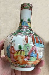 Lot 301A-MED - Antique Asian Chinese Small Rose Porcelain Hand Painted Vase