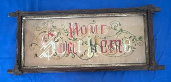 Lot 430- Home Sweet Home Needlepoint In Rustic Vintage Frame