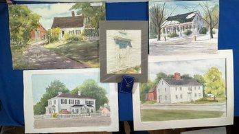 Lot 431- WOW! Great Original Watercolor Art Depicting North Reading Homes - Donald Doyle & Louise Anderson
