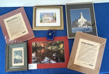 Lot 435- Lot Of North Reading Home Decor Wall Hangings - Art - Photograph - Town Hall -