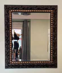 Lot 304 - Nice Mirror With Beveled Edge! Carved Wood With Natural And Gold Trim