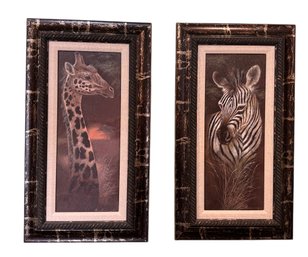 Lot 305 - African Safari Jungle - Zebra & Garafe Large Wall Decor Good Quality Framed Prints