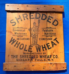 Lot 311 - Antique Shredded Wheat Wood Niagra Falls Crate Box Side Panel - Cereal Advertising