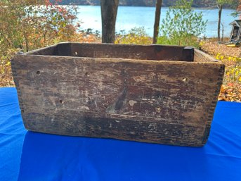 Lot 312 - Antique Woolen Mill Wood Lawrence MA Weathered Crate Box Dove Tail Joints - Advertising