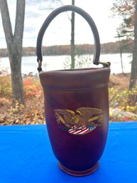 Lot 320 -vintage Repro Fire Water Leather Bucket With American Eagle - 1648-1811 Patriotic Manhattan