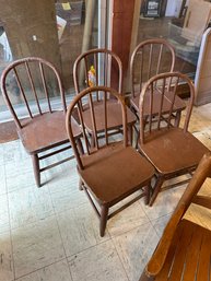 Lot 450- Antique Lot Of 6 Small Childrens Chairs Including Rocker