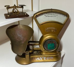 Lot 223- Real Nice! Dayton Computing Scale - Lot Of Two Antique Brass Scales - Early 1900s