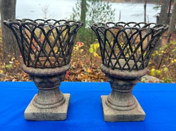 Lot 326 - Rustic Planter Pot Or Candle Holders - Vintage Looking Farmhouse Decor - Primitive