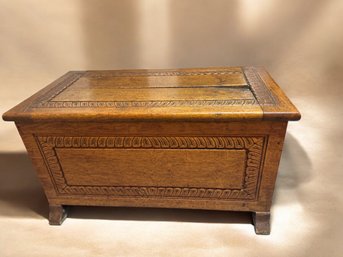 Lot 225- Antique Carved Oak Chest - 30 Inches