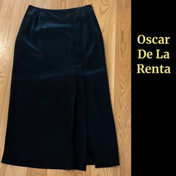 Lot 94- Oscar De La Renta Black Satin Silky Long Skirt Womens Vintage Size 10