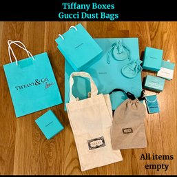 Lot 401- Designer Tiffany & Co Jewelry Boxes - Bags - Gucci Dust Bags - All Empty
