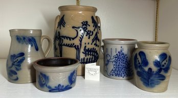 Lot 228- 5 Piece Pottery & Crocks  - Salmon Falls Stoneware - Beaumont - Winnie The Pooh - Jars - Pitcher