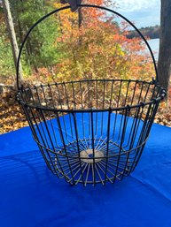 Lot 338 - Vintage Wire Primitive Egg Collector Basket - Country Farmhouse Decor