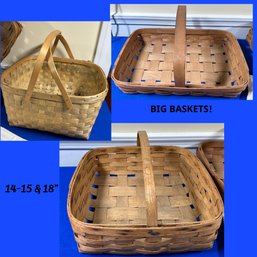 Lot 419 - Large Basket Lot With Cotton Hamper Bags - Basketville Putney Vermont