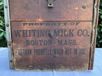 Lot 47- Whiting Milk Co - Boston, MA Wooden Crate Cooler Box - Antique Advertising Kitchen Decor