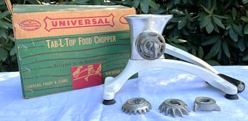 Lot 49- Universal Tab-L-Top Food Chopper - New Old Stock - Original Box - Antique Kitchen