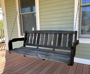 Lot 351 - Traditional Wood Porch Swing Includes Chains And Springs