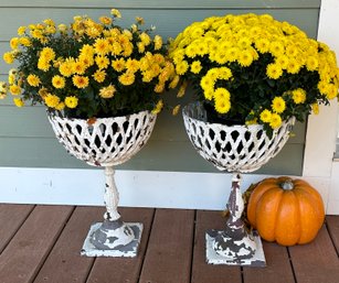 Lot 352 - 2 Vintage Cast Metal Planters - Shabby - Rustic Country Charm