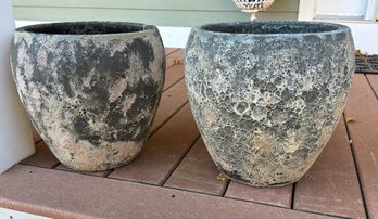 Lot 352 - 2 Vintage Cement Planters - Shabby - Rustic Country Charm