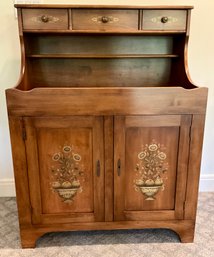 Lot 7- Hitchcock Maple Stenciled Dry Sink Buffet Cabinet