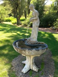 Lot 359 - Beautiful Cement Water Fountain - Woman Statue With Jug - 61 Inches - Works Great! Garden Statuary