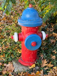 Lot 361 - Real Authentic Fire Hydrant - Bicentennial Red White Blue Patriotic - Kennedy Elmire NY