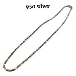 Lot 98RR- 950 Silver Rounded Box Chain Necklace Lobster Clasp- Italy