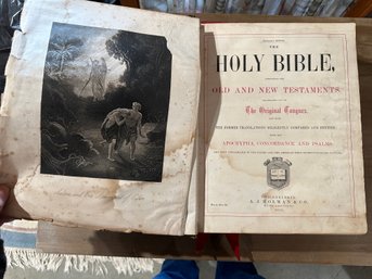 Lot 367 - 1878 Antique Holy Bible - Old & New Testament Translated Original Tongues Illustrated Religion Book