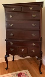 Lot 17- 1950s Mahogany Highboy Dresser - 7 Drawers