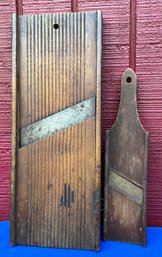 Lot 68- Primitive Wooden Mandolin Slicer Wall Decor - Slaw Board Vegetable Slicer - Antique Kitchen