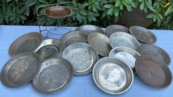 Lot 71- Primitive Pie Stand Rack With Tin Pie Plates - 16 - Jones- Table Talk - Frisbies- Mrs. Wagner - Guerin