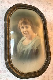 Lot 418- Vintage Domed Glass Framed Picture Of Woman