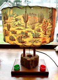 Lot 419- Table Lamp With Well & Awesome South Western Lamp Shade With Cactus