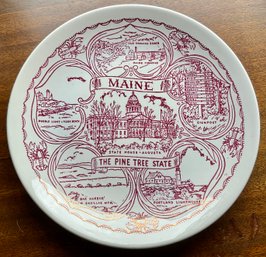 Lot 429- Red And White 10 Inch Maine The Pine Tree State Plate