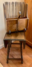 Lot 430- Pine Drop Leaf End Table & Cranberry Picker Magazine Rack