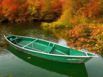 Lot 370 - 16 Foot Green Coleman Canoe - 2 Seater