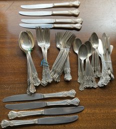 Lot 438- Silver Plate Flatware Set - Monogram R - 59 Pieces