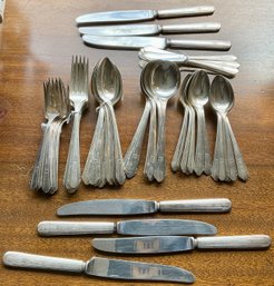 Lot 439- Art Deco Flatware WMA Overlaid Oneida Silverware Set - 58 Pieces