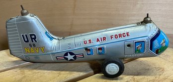 Lot 70- PIASECKI US Air Force UR 1968 Navy Friction Transport Helicopter Tin Litho Toy Made In Japan