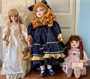 Lot 466- Design Debut Camelot Lot Of 3 Porcelain Dolls As Is