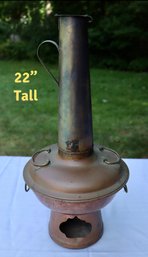 Lot 253 - Antique - 22 Inches - Mangolian Copper Cooking Hot Pot - Primitive Farmhouse Decor