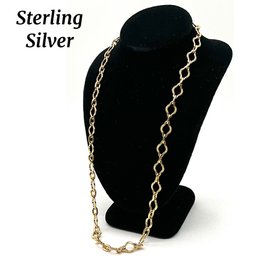 Lot 107RR- KC Co Sterling Silver Link Necklace- Gold Color