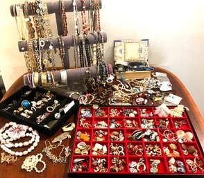 Lot 28SES- HUGE Costume Lot Of Jewelry - Earrings - Necklaces - Bracelets - Pins