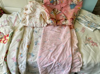 Lot 472- Vintage Baby Blanket And Linen Lot- SO CUTE!