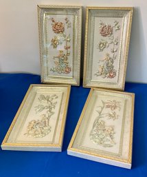 Lot 475- Vintage Metal Craft Four Seasons Wall Decor Pictures - Very Pretty!