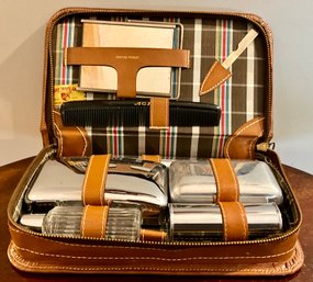 Lot 31SES- Knight Leather Travel Case - Vintage Vanity Kit - Complete - Made In USA